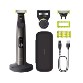 Aparat de ras (0,2mm) si tuns (0,4-10mm) PHILIPS OneBlade Pro QP6652/61, Fata&corp, pieptene cu 20 de setări de lungime (0,4-10 