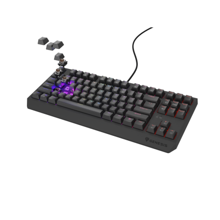 Tastatura gaming mecanica cu fir Genesis Thor 230 TKL, iluminare RGB, switch Linear, switch model Outemu Brown, numar taste 87, 