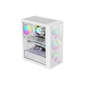 Carcasa GENESIS DIAXID 605 Mid Tower ARGB ALB, Tempered Glass, Sloturi Expansiune 7, Drive Bays: 2x3.5" 3x2.5", Ventilatoare Sup