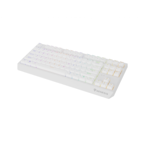 Tastatura gaming mecanica wireless Genesis Thor 230 TKL, iluminare RGB, 87 taste, 11 butoane multimedia, alb