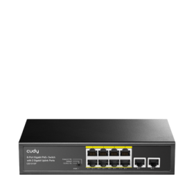 CUDY 8 RJ-45 10/100/1000M PSE ports +2 RJ45 10/100/1000  Uplink Port Unmanaged PoE+ Switch,VLAN ON/OFF, Extend ON/OFF, Watchdog 