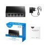 CUDY 5-Port 10/100 Mbps Desktop Switch, 5 10/100M RJ45 Ports, Loop Detection, Metal Case, Power Saving, Plug & Play, Wall-Mount