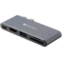Canyon Multiport Docking Station with 5 port, with Thunderbolt 3 Dual type C male port, 1*Thunderbolt 3 female+1*HDMI+1*USB3.0+1