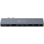 Canyon Multiport Docking Station with 8 port, 1*Type C PD100W+2*Type C data+2*HDMI+2*USB3.0+1*Audio. Input 100-240V, Output USB-