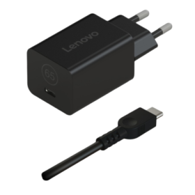 Lenovo GaN Nano 65W Adapter -EU Connectivity: 2pin/3pin Charging Port: Type-C Color: Black Package Type : Brown Box