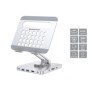 Conceptronic DONN26G Tablet Stand with 8-in-1 USB 3.2 Gen 1 Docking Station, 360° Rotating Base, Foldable, Adjustable Height, 16