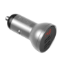 Incarcato auto Baseus Digital Display, 2 x USB Output 5V/4.8A, total output 24W, pt. bricheta auto, afisaj digital, argintiu