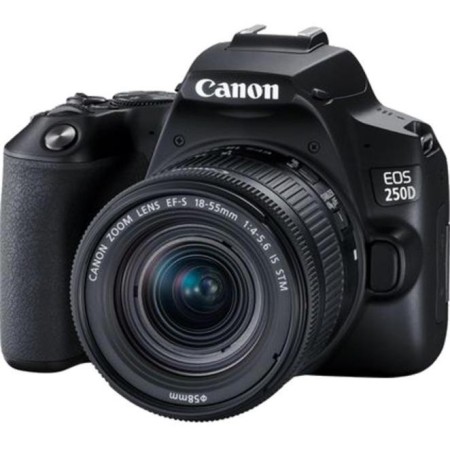 Camera foto Canon DSLR EOS 250D + 18-55 IS STM kit, Black, 24.1MP, Dual Pixel CMOS, LCD 3" rabatabil, DIGIC 8, ISO Auto (100-256