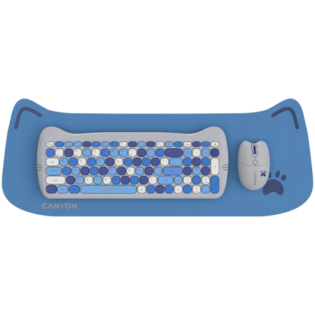 CANYON HSET-W6 EN Keyboard+Mouse Kitty Edition AAA+АА Wireless Blue