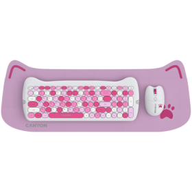 CANYON HSET-W6 EN Keyboard+Mouse Kitty Edition AAA+АА Wireless Pink