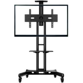 ONKRON Mobile TV Stand for 40-70” TVs with Wheels Shelves Height Adjustable Rolling TV Cart, Black