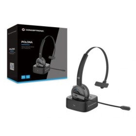 Conceptronic POLONA03BD Bluetooth Mono Headset with Charging Dock, Noise Cancelling Microphone, 146.1 x 168.45 x 52 mm