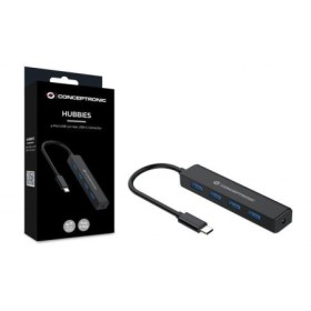 CONCEPTRONIC CTC4USB3 4-Port USB 3.2 Gen 1 Hub with Power Jack, USB-A x 4, 23.5 x 101 x 26 mm