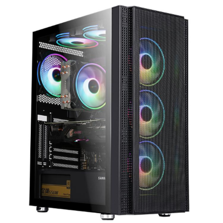 Carcasa gaming Serioux Quantum, fara sursa, tip middle tower, capac superior cu filtru magnetic de praf, panoul lateral: sticla 