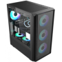 Carcasa gaming Serioux Vanguard, fara sursa, tip middle tower, capac superior cu filtru magnetic de praf, panoul lateral: sticla