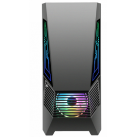 Carcasa gaming Serioux Rogue, tip middle tower, mesh si banda ARGB, Capac superior cu filtru magnetic de praf, panoul lateral: s
