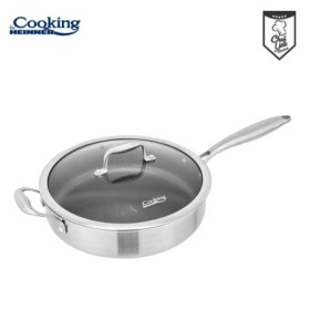 TIGAIE ADANCA INOX +CAPAC STICLA IN 3 STRATURI  28*7.5CM, 4.2 L, TITANIUM3, COOKING BY HEINNER