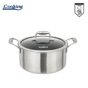 SEMIOALA INOX+CAPAC STICLA IN 3 STRATURI 24x12 CM, 5 L, TITANIUM3, COOKING BY HEINNER