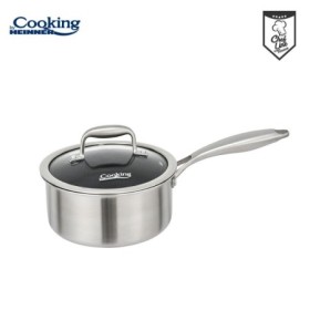 CASEROLA INOX+CAPAC STICLA IN 3 STRATURI 18X9 CM, 2 L, TITANIUM3, COOKING BY HEINNER