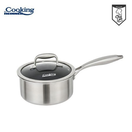 CASEROLA INOX+CAPAC STICLA IN 3 STRATURI 18X9 CM, 2 L, TITANIUM3, COOKING BY HEINNER