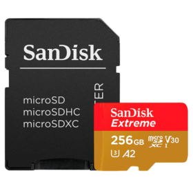 Card de Memorie MicroSDXC  SanDisk Extreme PLUS, 256GB, Clasa 10, R/W speed: up to 100MB/s/ 90MB/s, include adaptor SD (pentru t