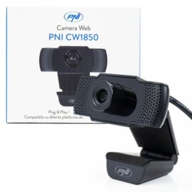 Camera Web PNI CW1850 Full HD 1080P 2MP, USB, clip-on, microfon stereo incorporat, Senzor:  CMOS 1/3", Unghi vizualizare: 90°, l