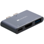 Canyon Multiport Docking Station with 3 port, with Thunderbolt 3 Dual type C male port, 1*Thunderbolt 3 female+1*HDMI+1*USB3.0. 
