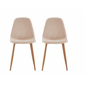 Set 2 scaune dining cu model brodat Bej