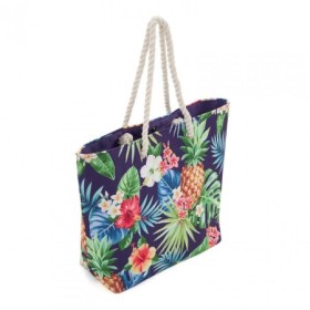 Geanta plaja Tropical, diverse decoruri Dimensiune:  50X38HX35X15.cm Material : panza tesuta canvas din poliester cu imprimeu di