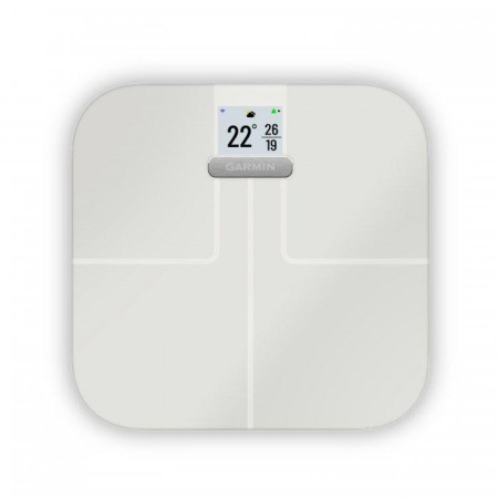 Cantar inteligent Garmin Index S2, Dimensiuni: 320 x 310 x 28 mm, autonomie baterie: până la 9 luni foloseşte 4 baterii AAA (inc