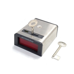 Buton panica cu retinere, carcasa metalica, NO/NC selectabil, 2 chei reset incluse, dimensiuni 70 x 55 x 27 mm