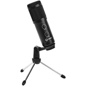 LORGAR Soner 313, Gaming Microphones, Black, USB condenser microphone with Volume Knob & Echo Kob, including 1x Microphone, 1 x 