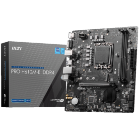MSI PRO H610M-E DDR4, Micro-ATX, Socket 1700, Dual Channel DDR4 3200(OC)MHz, 1x PCIe x16 slots, 1x M.2 slots, 1x HDMI, 1 x VGA, 
