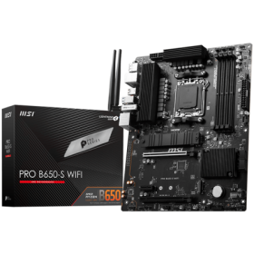 MSI PRO B650-S WIFI,ATX, Socket AM5,AMD B650 Chipset,4 DIMMs,Dual Channel DDR5 up to 7200+(OC)MHz,2x PCI-Ex16 slot, 2x M.2, 2x U