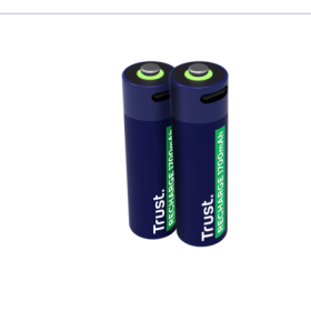 Baterii reincarcabile AA Trust, incarcate prin USB-C, putere intrare 1.2W, pachet de 2 bucati.