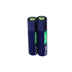 Baterii reincarcabile AAA Trust, incarcate prin USB-C, putere intrare 1.2W, pachet de 2 bucati.