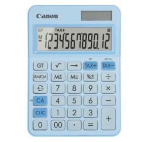 """Calculator birou Canon LS-125KB-PBL, Pastel Blue, 12 digits, 29 keys, dual power, M+, M-,RM/CM, Tax+, Tax-"""