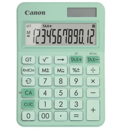"""Calculator birou Canon LS-125KB-GR, Green, 12 digits, 29 keys, dual power, M+, M-,RM/CM, Tax+, Tax-"""
