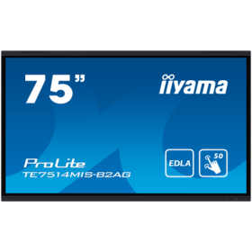 IIYAMA LFD TE7514MIS-B2AG Thin bezel VA 16:9 	435 cd/m² 8ms PureTouch-IR⁺ 50, 10pt writing iiWare 12E (Android 13 OS) featuring 