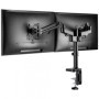 Brat de birou pentru monitor Neomounts, poate sustine 2 monitoare cu diagonala display 17-27", suporta pana la 14kg per monitor,