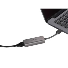 ASUS USB-C2500 Ethernet Adapter, Input USB 3.2 Gen1 Type-A, Output 100/1000/2500 Mbps RJ45 Port.