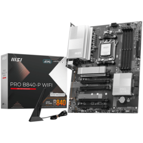 MSI PRO B840-P WIFI, ATX, Socket AM5, 4x DDR5 Dual Channel DDR5 up to 8000(OC)MHz, 5x PCIe x16 slot, 2x M.2 slot, 4x USB 2.0, 2x