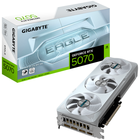 GIGABYTE Video Card NVIDIA GeForce RTX 5070 EAGLE OC ICE SFF 12G (12GB GDDR7/192bit, PCI-E 5.0, Recommended PSU 750W, 16Pin Powe