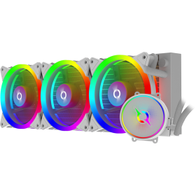 Cooler Procesor AQYRIS AQUARIUS 360 AIO ALB, marime radiator 360mm, 3 ventilatoare ARGB, Viteza ventilatoare 800-2400 RPM +/- 10