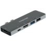 Canyon DS-05B Multiport Docking Station with 7 port, 1*Type C PD100W+2*HDMI+1*USB3.0+1*USB2.0+1*SD+1*TF. Input 100-240V, Output 