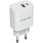 Canyon, PD 20W/QC3.0 18W WALL Charger with 1-USB A+ 1-USB-C   Input: 100V-240V, Output: 1 port charge: USB-C:PD 20W (5V3A/9V2.22