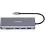 CANYON DS-11, 9 in 1 USB C hub, with 1*HDMI: 4K*30Hz,1*Gigabit Ethernet,, 1*Type-C PD charging port, Max 100W PD input. 2*USB3.0