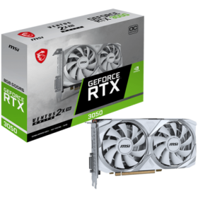 MSI Video Card Nvidia GeForce RTX 3050 VENTUS 2X XS WHITE 8G OC, 8GB GDDR6, 128bit, Boost: 1807 MHz, 2560 CUDA Cores, PCIe 4.0, 