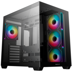 Carcasa DEEPCOOL CG550 4F Mid Tower ARGB NEGRU, Tempered Glass+ABS+SGCC, Sloturi Expansiune 7, Drive Bays: 2x3.5" 2+1x2.5", Vent