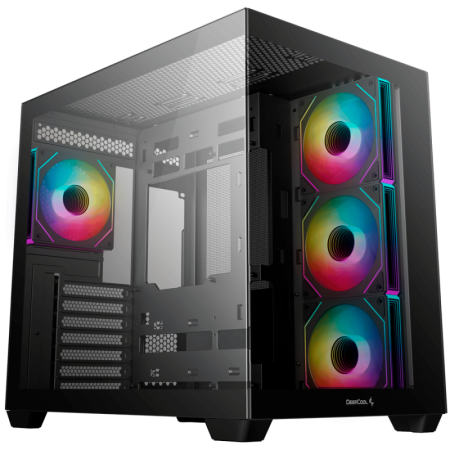 Carcasa DEEPCOOL CG550 4F Mid Tower ARGB NEGRU, Tempered Glass+ABS+SGCC, Sloturi Expansiune 7, Drive Bays: 2x3.5" 2+1x2.5", Vent